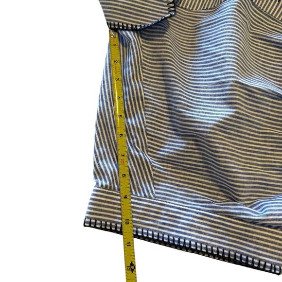 Calypso St Barth Medium Linen Smocked Top White Blue Beachy Nautical Preppy - Picture 14 of 14